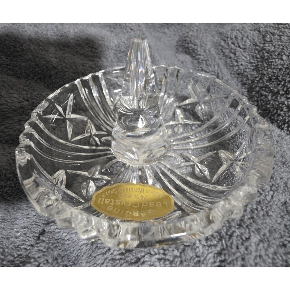 NICE West Germany 24% Genuine Lead Crystal RING HOLDER 3-1/4"D